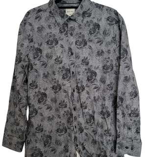 Haupt 1926 Modern Fit Button-Up Shirt Men’s Large Gray Floral Herringbone